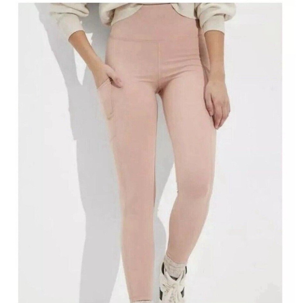 American Eagle Women's Size L The Everything Pocket Soft Rose Leggings NEW